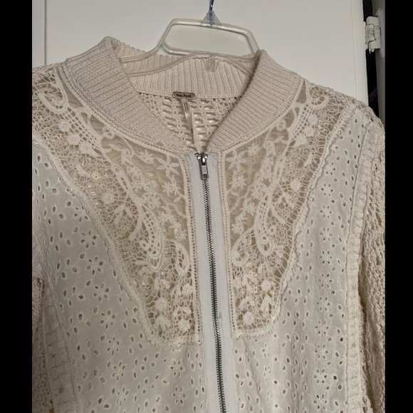 Free People White Lace Knit Jacket - Picture 4 of 6
